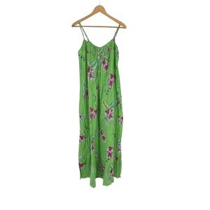 Soft Surroundings‎ Maxi Dress Green Floral Sleeveless Summer Casual Flowy